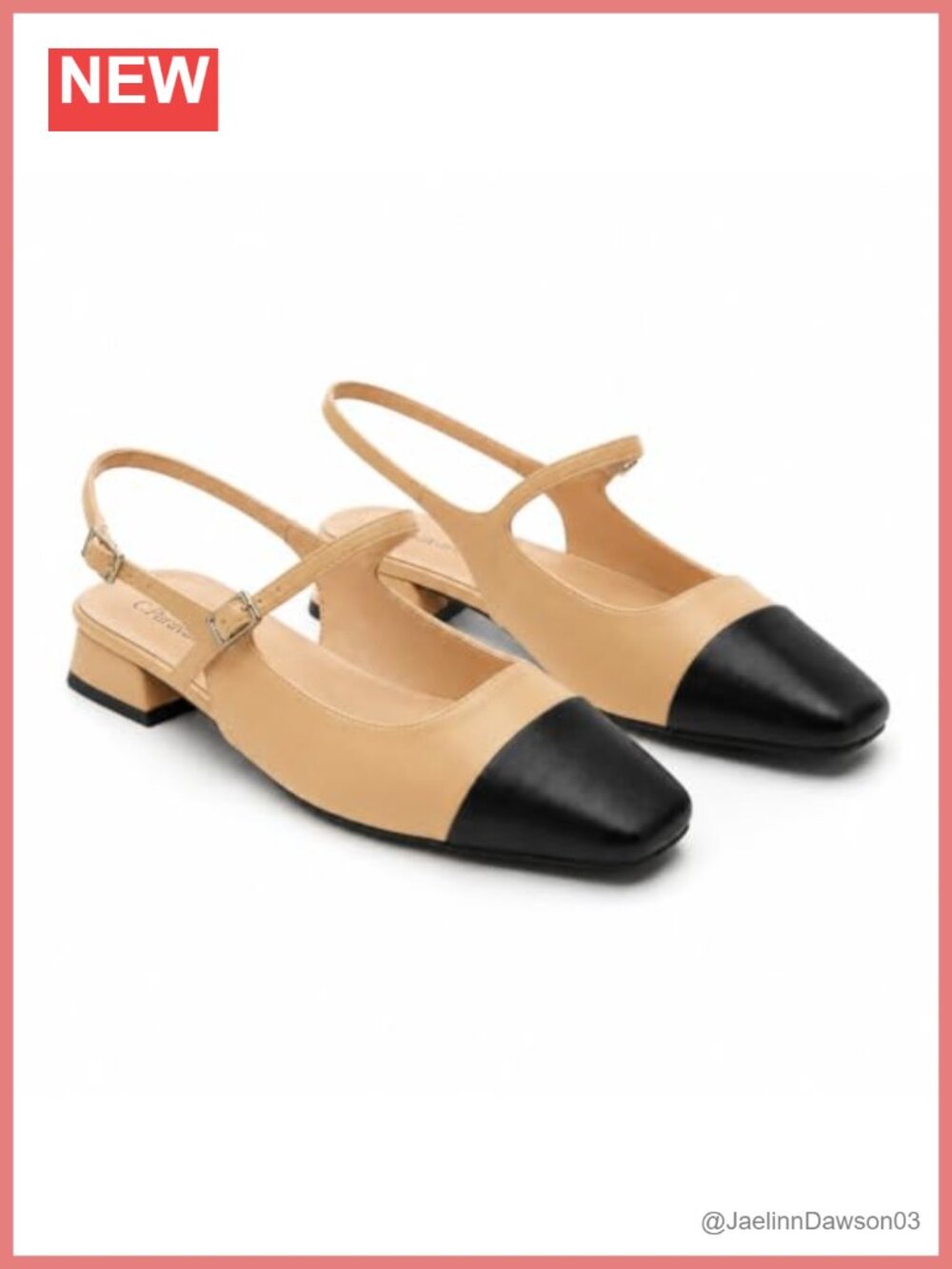 Slingback Sandals Low Block Heel Square Toe Adjustable Ankle Strap Pumps